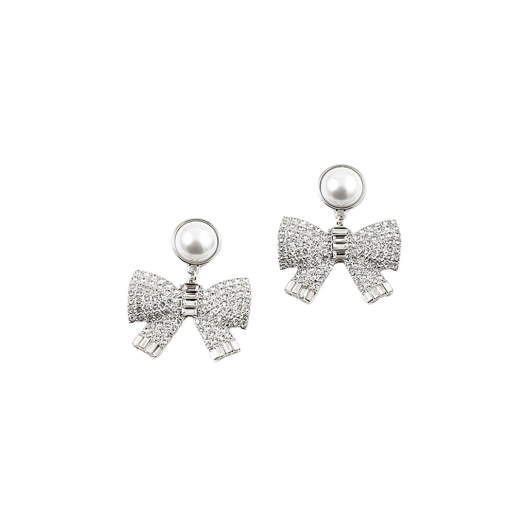 Pearl and Crystal Bow Earring