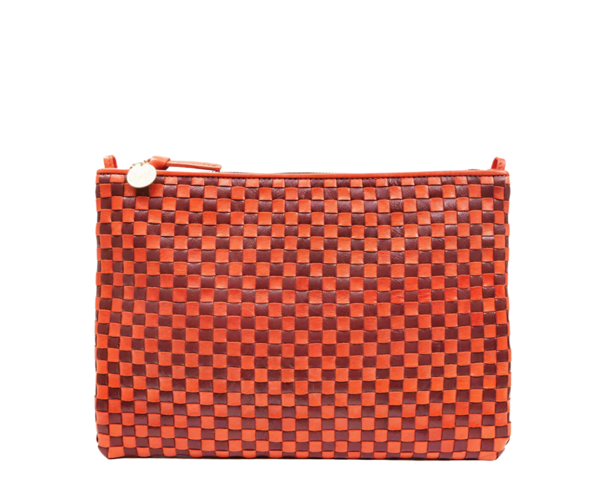 Flat Clutch W/ Tabs- Bright Poppy/Bordeaux