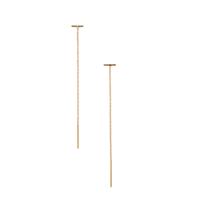 Gold Bar Thread Earrings