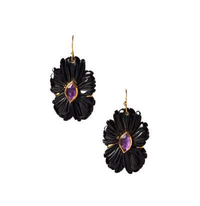 Magnolia Earrings Black Agate