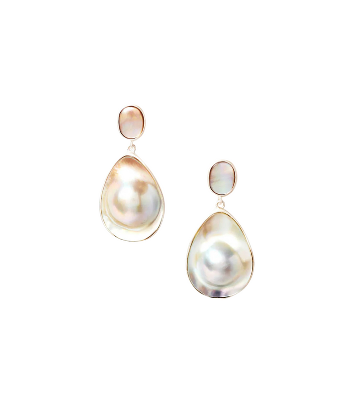 Virginie Drop Earrings Grey Pearl