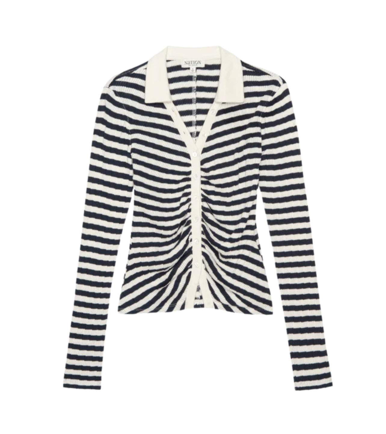 Ami Henley- Pointelle Stripe