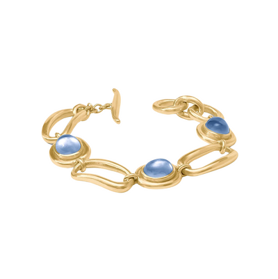 Wave Stone Bracelet- Iridescent Chalcedony Blue