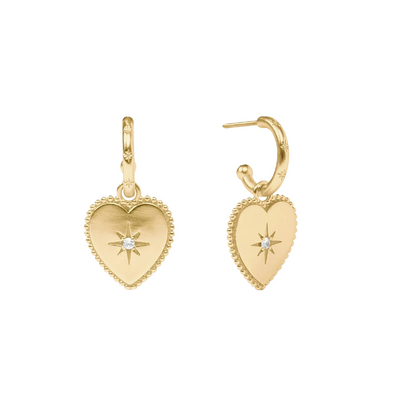 Heart Hoop & Charm Earring- Cubic Zirconia