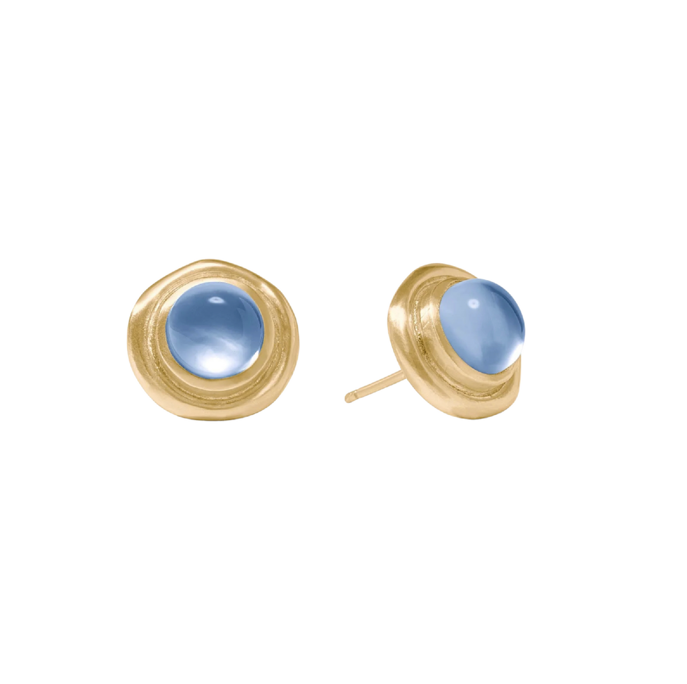 Wave Stone Stud- Iridescent Chalcedony Blue