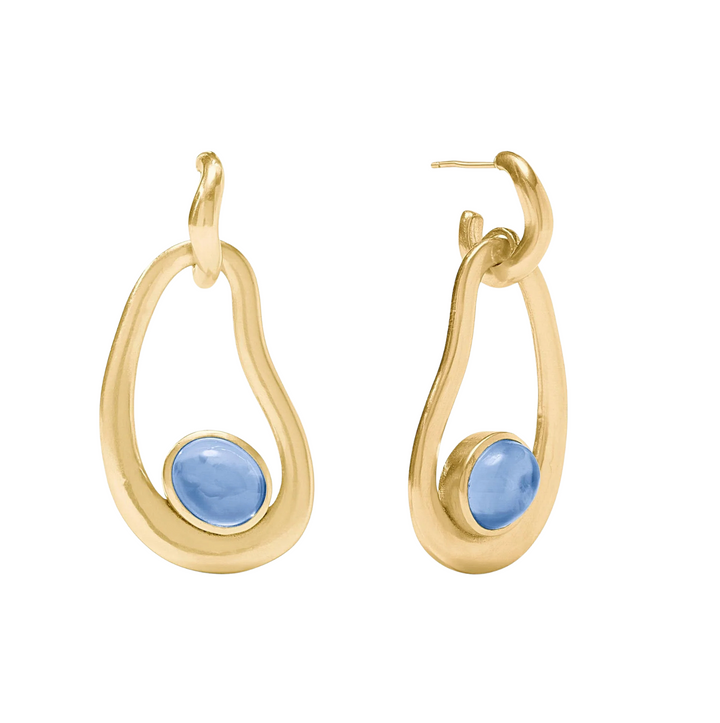 Wave Statement Earring- Iridescent Chalcedony Blue