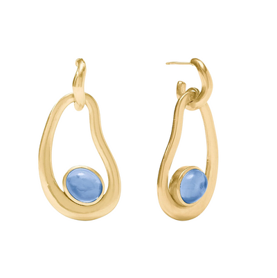 Wave Statement Earring- Iridescent Chalcedony Blue