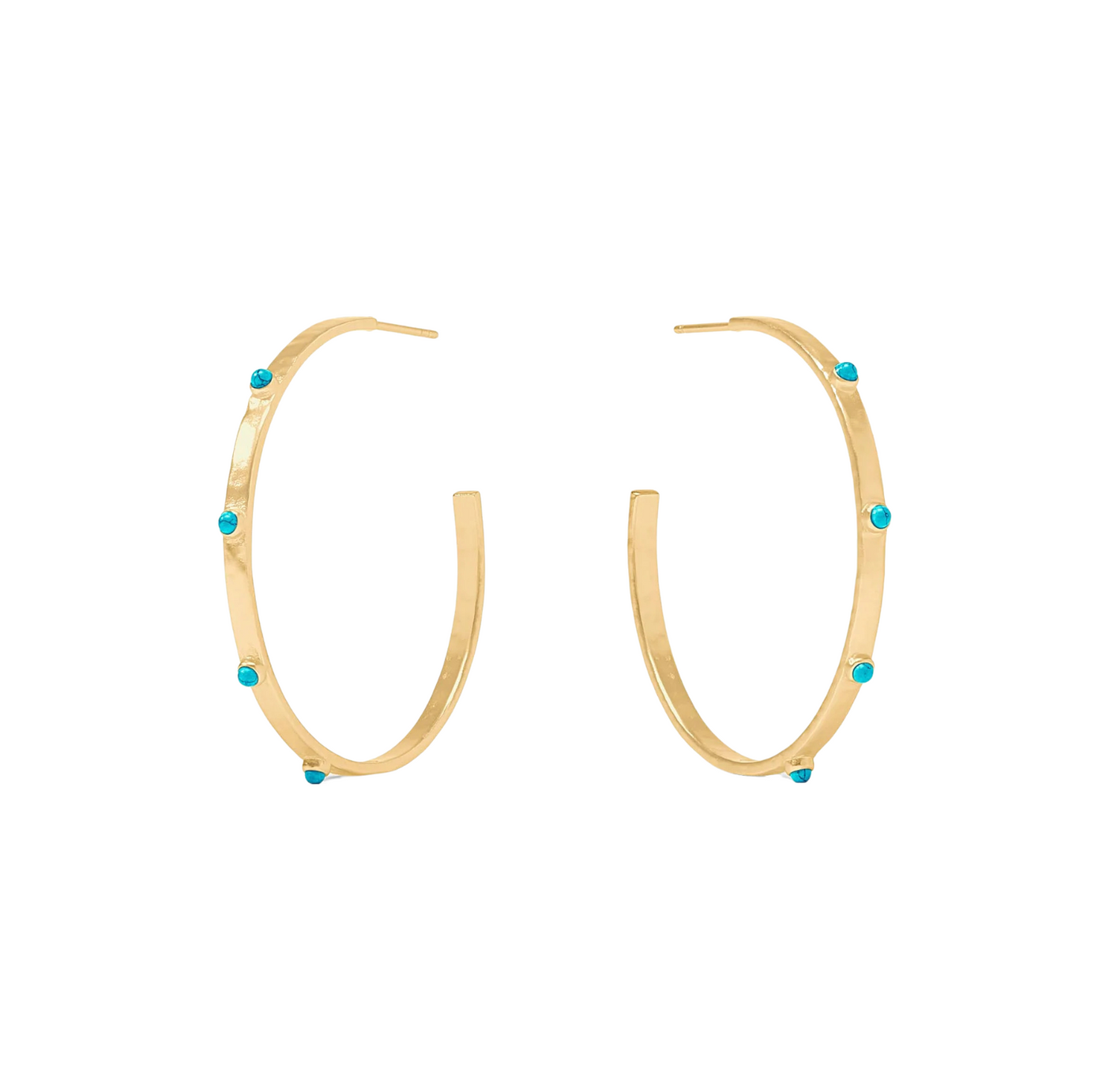 Crescent Stone Hoop- Turquoise Blue - L