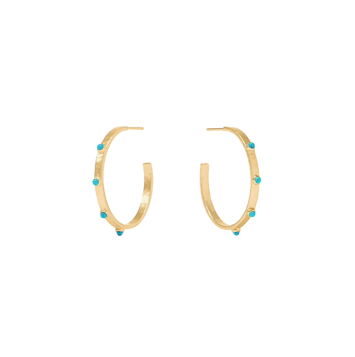 Crescent Stone Hoop- Turquoise Blue - M