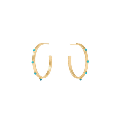 Crescent Stone Hoop- Turquoise Blue - M