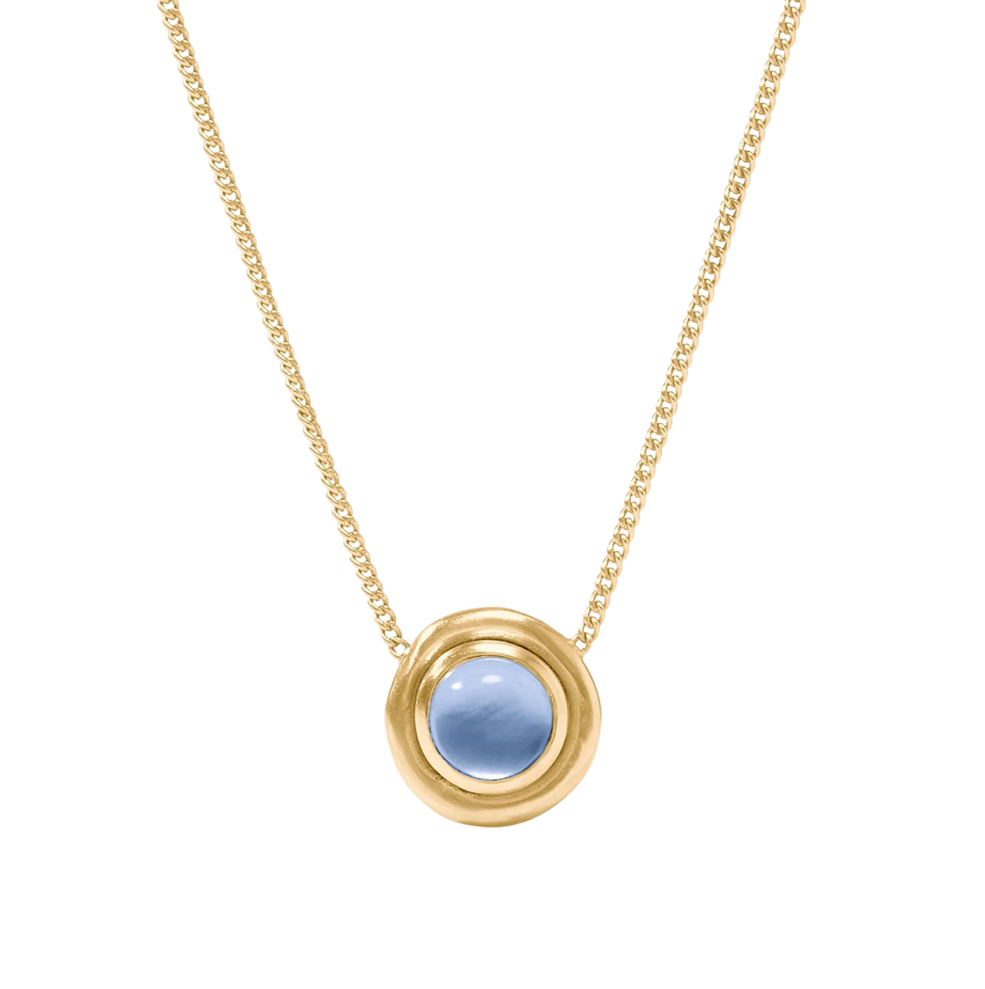 Wave Stone Delicate Necklace- Iridescent Chalcedony Blue