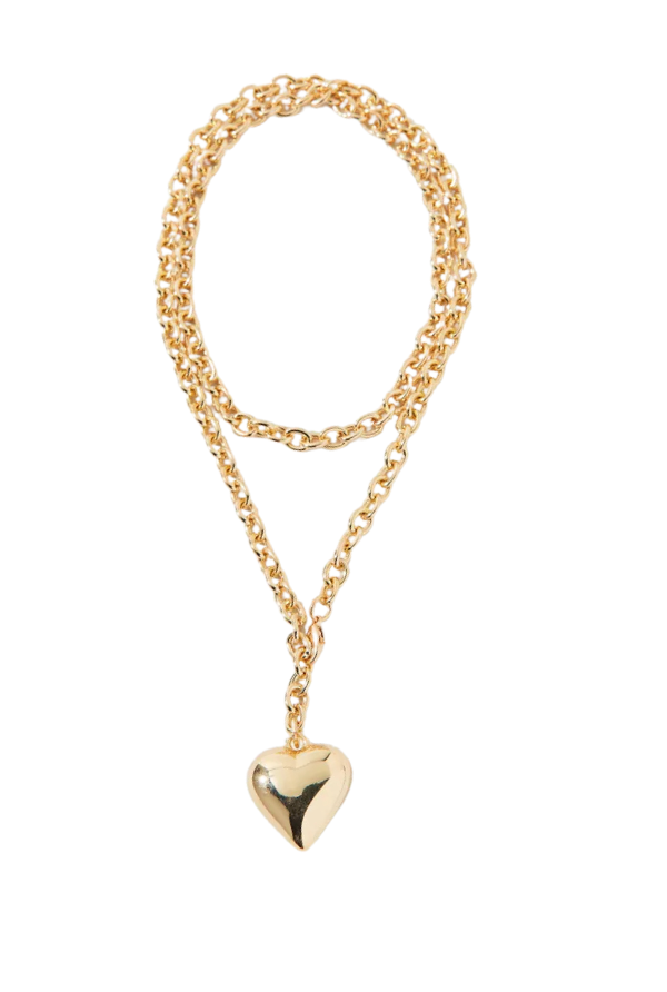 Double Wrap Puffy Heart Necklace