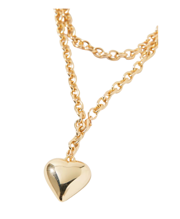 Double Wrap Puffy Heart Necklace