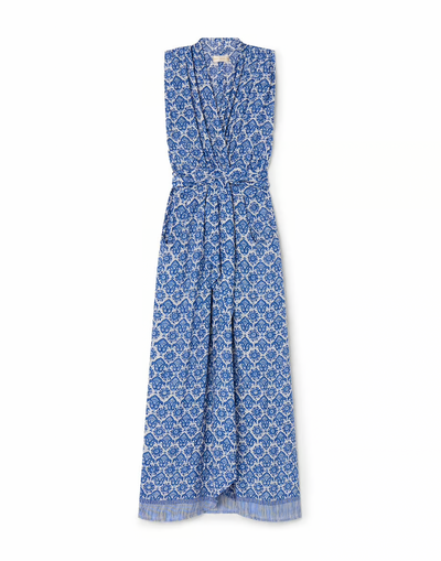 Nico Sleeveless Maxi - Fleur-de-lis-Blue