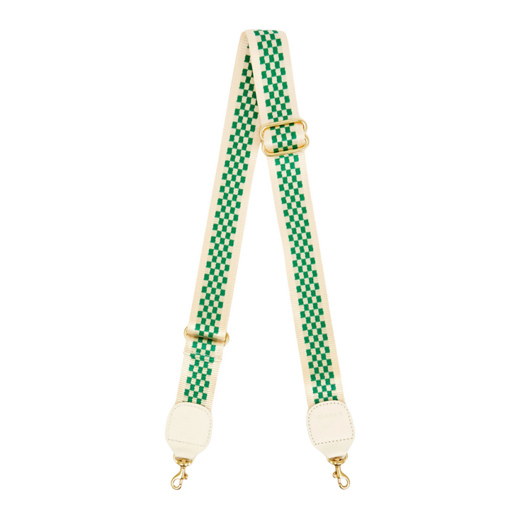 Adjustable Crossbody Strap - Fern & Cream Checker