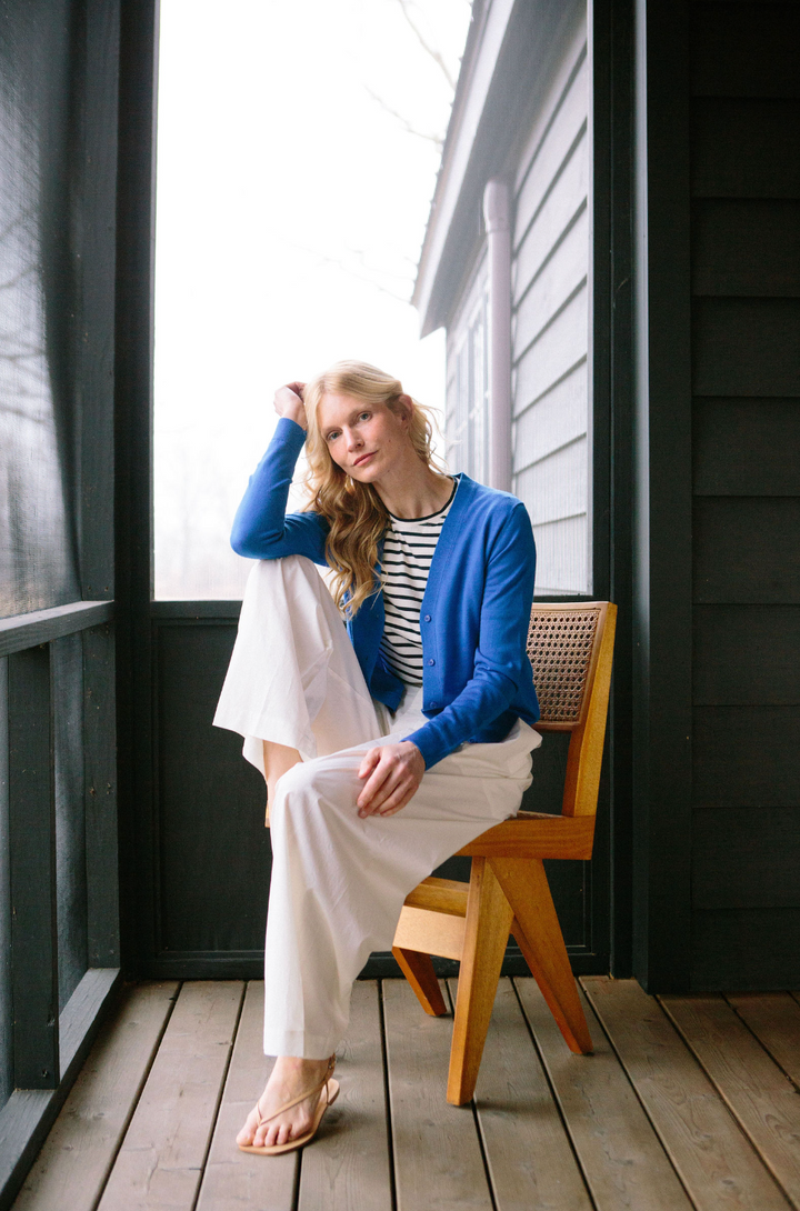 Eve Merino Cardigan- Cobalt Blue