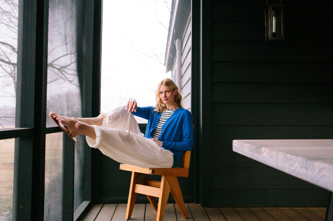 Eve Merino Cardigan- Cobalt Blue