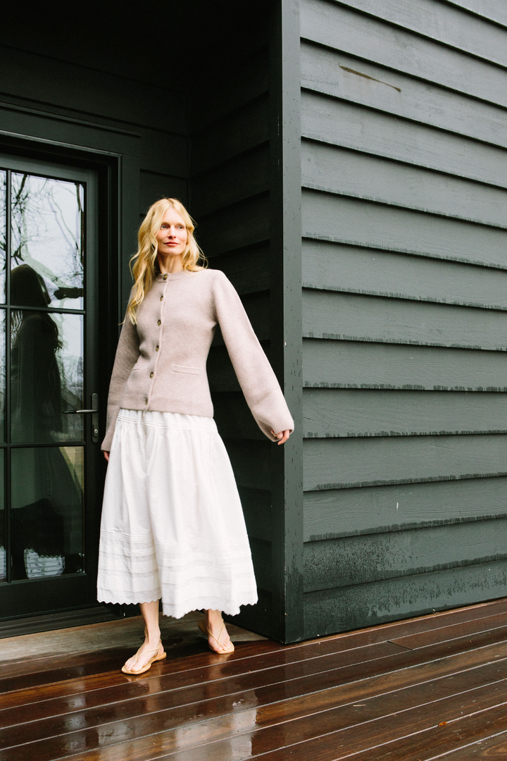 Sydney Wool Cashmere Cardigan - Wheat