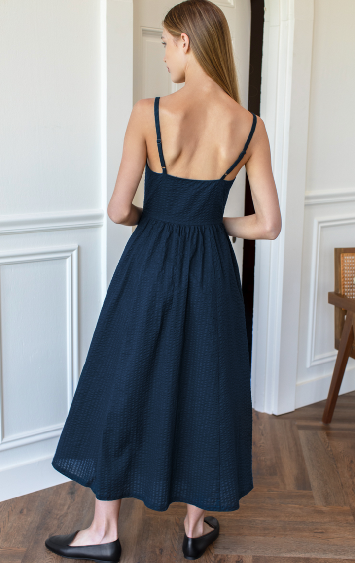 Florentine Layering Dress - Navy Seersucker