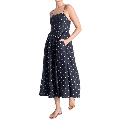 Diana Print Dress - Black Polka