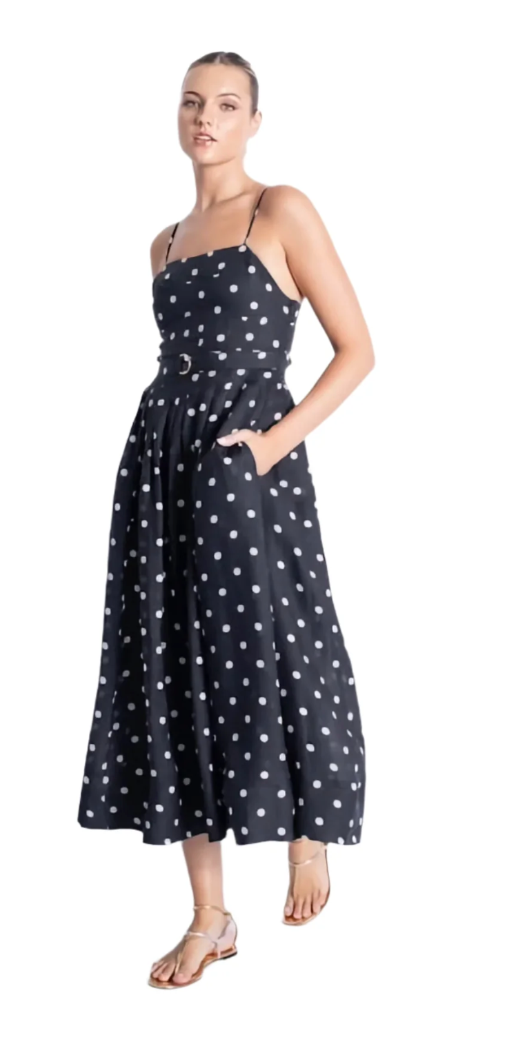 Diana Print Dress - Black Polka