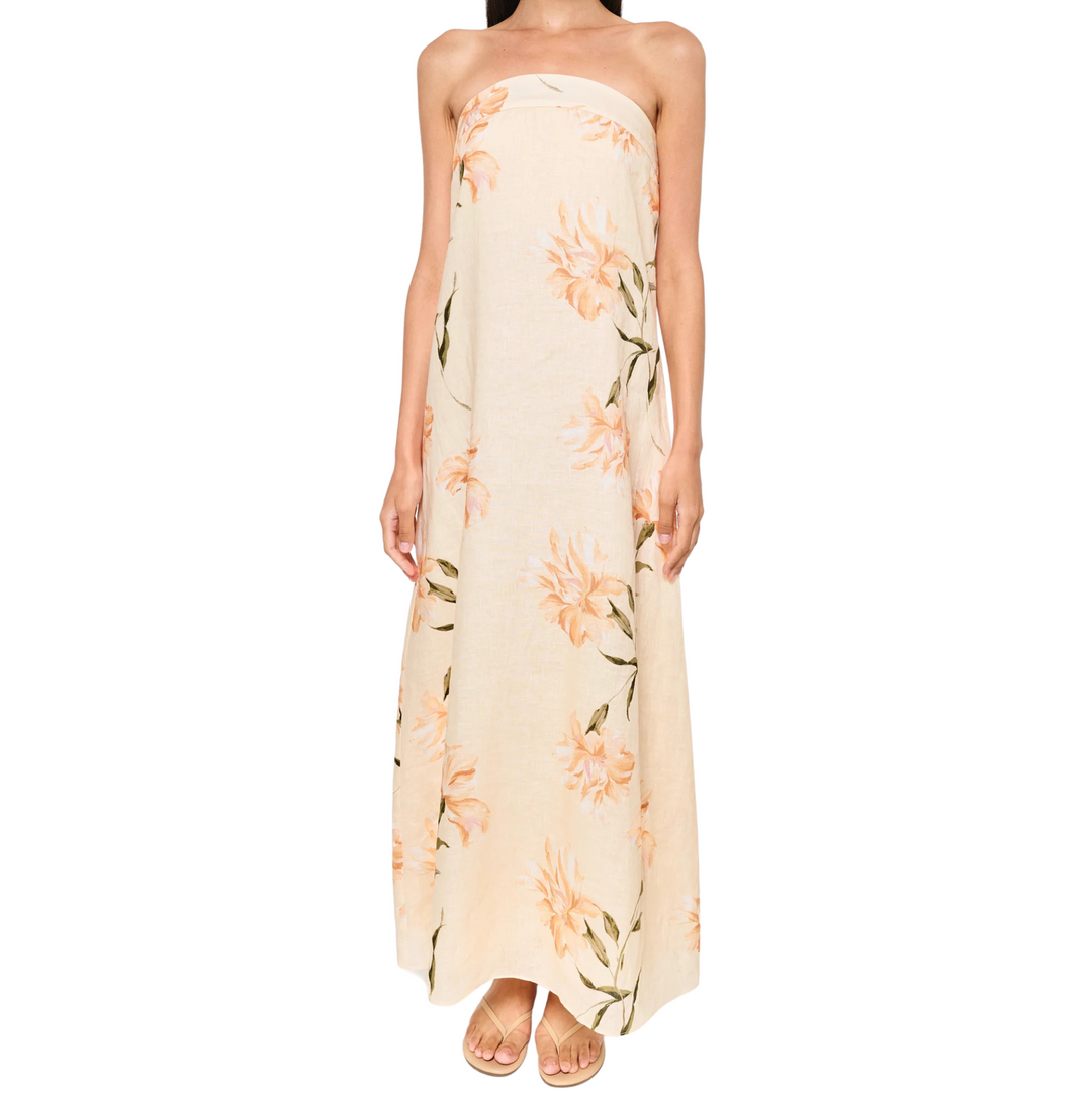 Andalus Strapless Linen Dress - Daylily