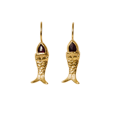 Mini Koi Earrings - Garnet