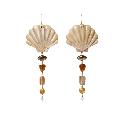 Scallop Drop Earrings - Natural Mix