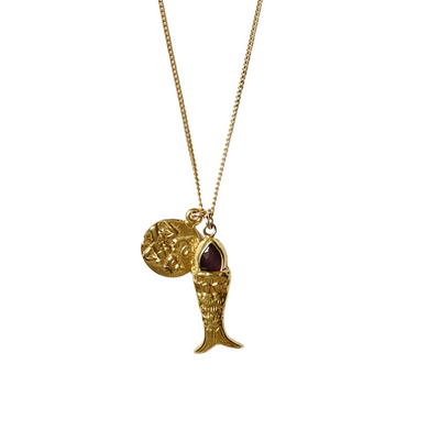Mini Koi Necklace - Garnet