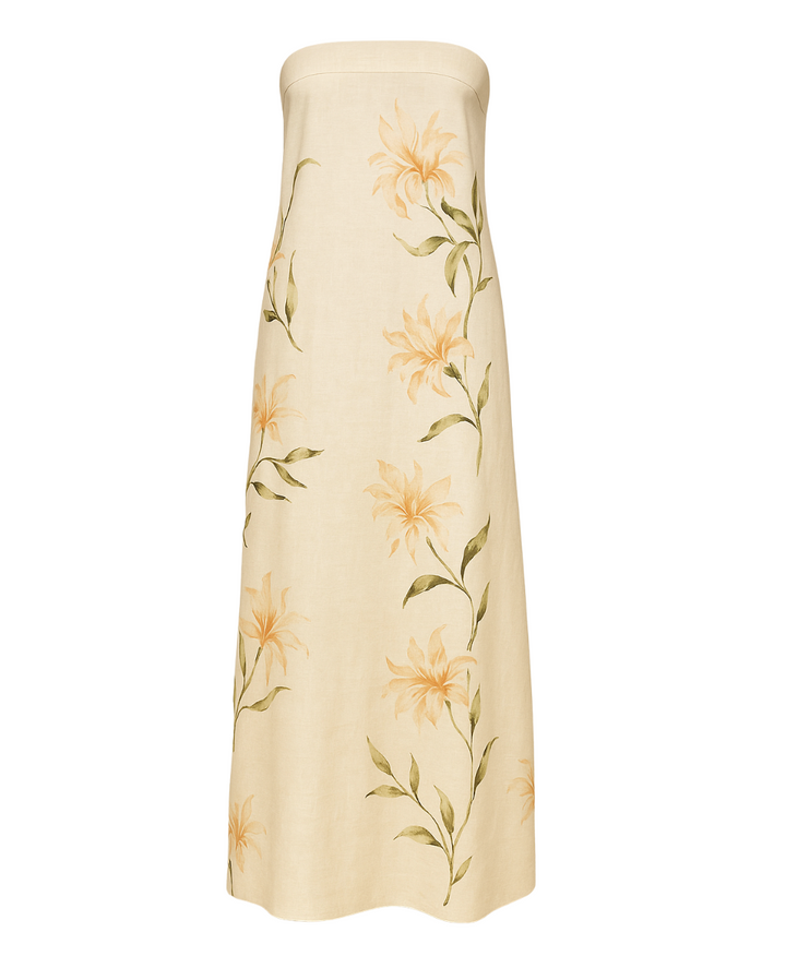 Andalus Strapless Linen Dress - Daylily