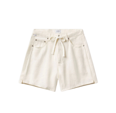 Brynn Drawstring Linen Short - Vanilla