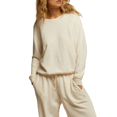 Lennon Cotton Beach Sweatshirt - Bright Ivory