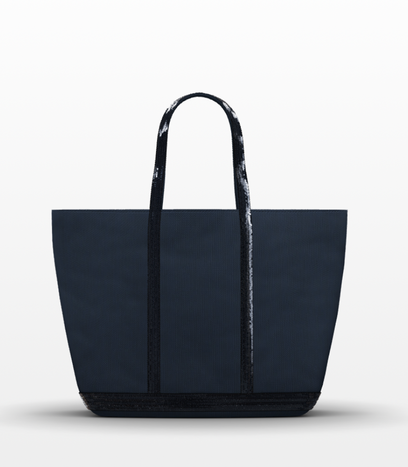 Canvas L Zipped Cabas Tote - Black