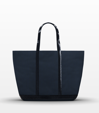 Canvas L Zipped Cabas Tote - Black