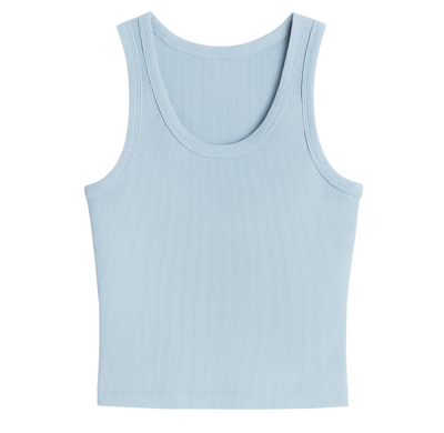 Blondie Structured Rib Bra Friendly Tank - Sky Blue