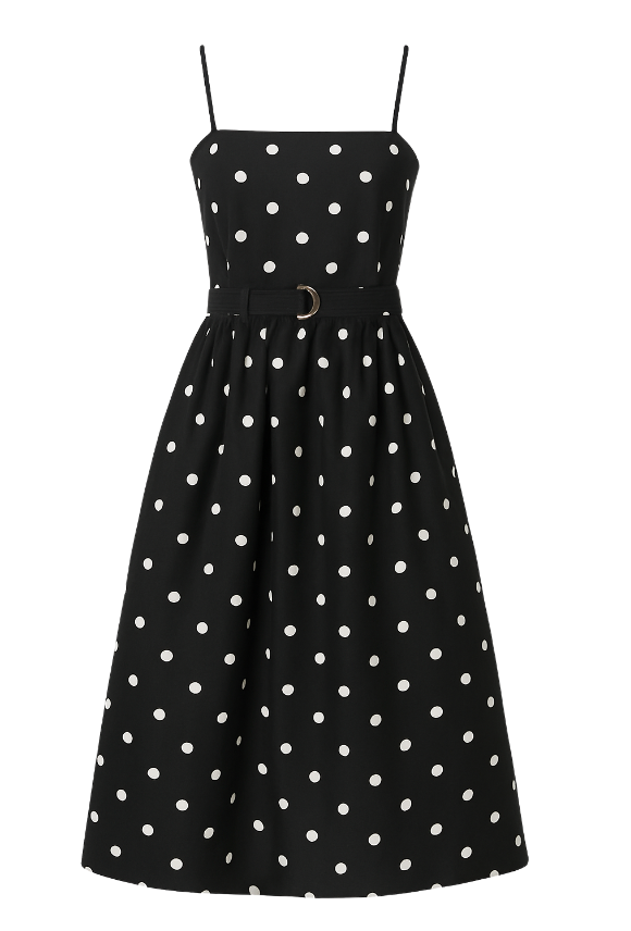 Diana Print Dress - Black Polka
