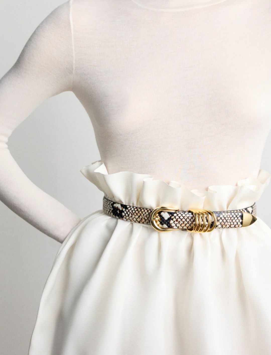 Hollyhock Embossed Leather - Desert Python/Gold