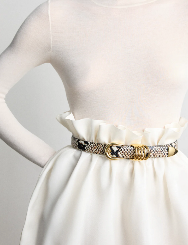 Hollyhock Embossed Leather - Desert Python/Gold