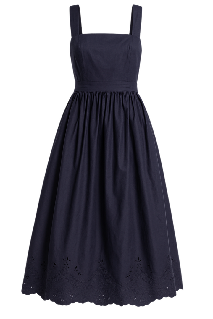 Mora Embroidered Dress - Navy