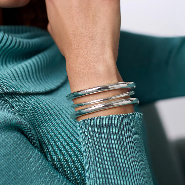Havana Demi Bangle - Silver - S