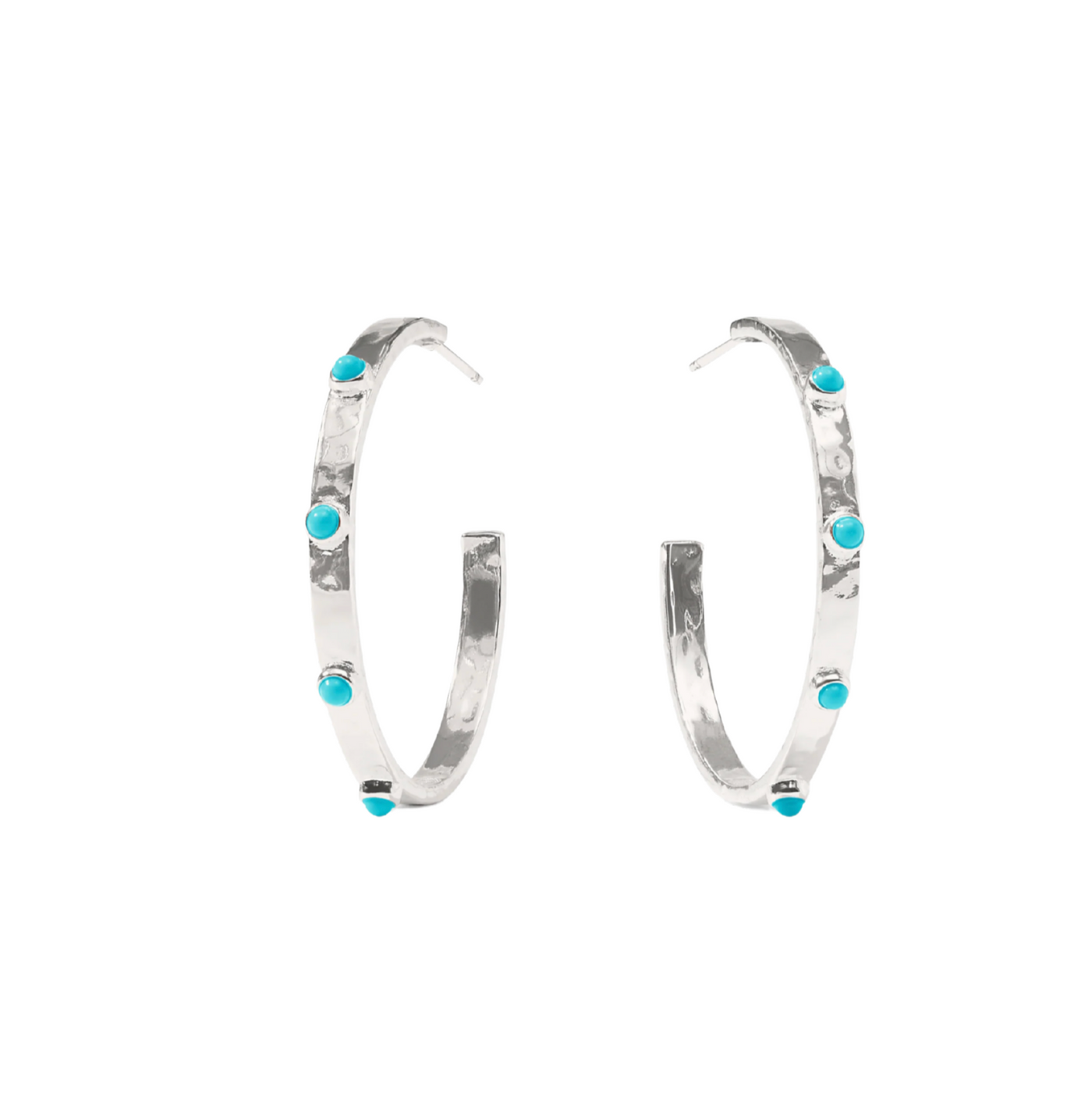 Crescent Stone Hoop - Turquoise Blue - M
