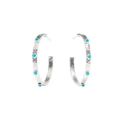 Crescent Stone Hoop - Turquoise Blue - M