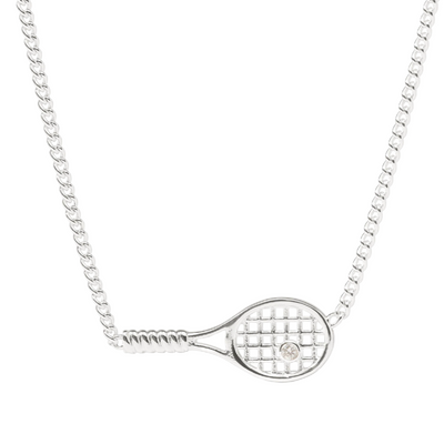 Tennis Racquet Delicate Necklace - CZ