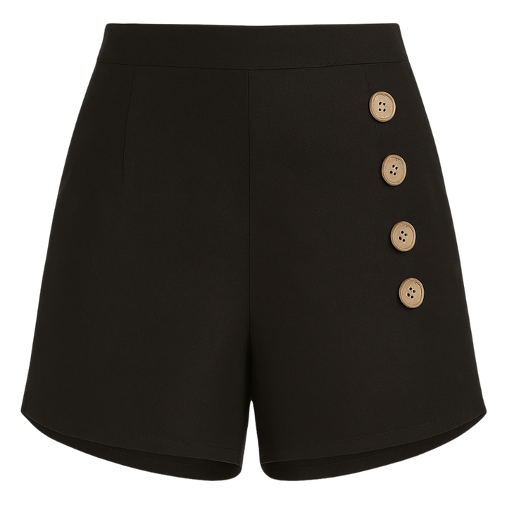 Mel Button Pocket Shorts - Black