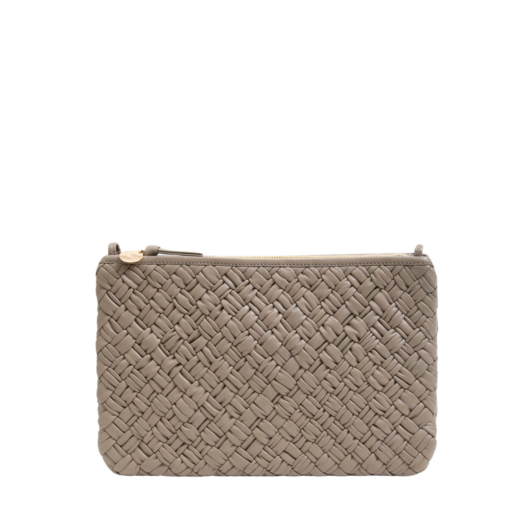 Flat Clutch w/ Tabs - Dove Puffy Woven