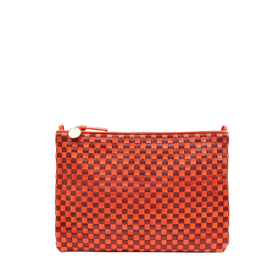 Flat Clutch W/ Tabs- Bright Poppy/Bordeaux