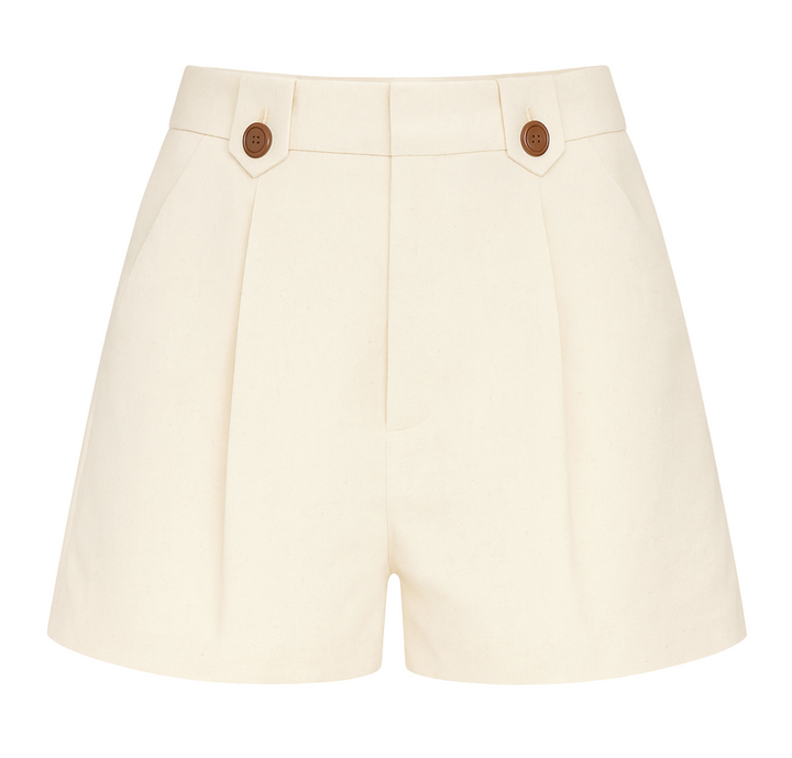 Cassidy Pleated Shorts - Natural