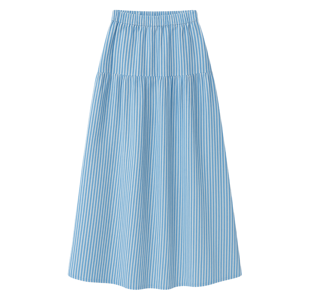 【AAKE】PLAIN PLEATS MAXI SK Cotton Pleated Skirt | BRANDON MAXWELL | elysewalker