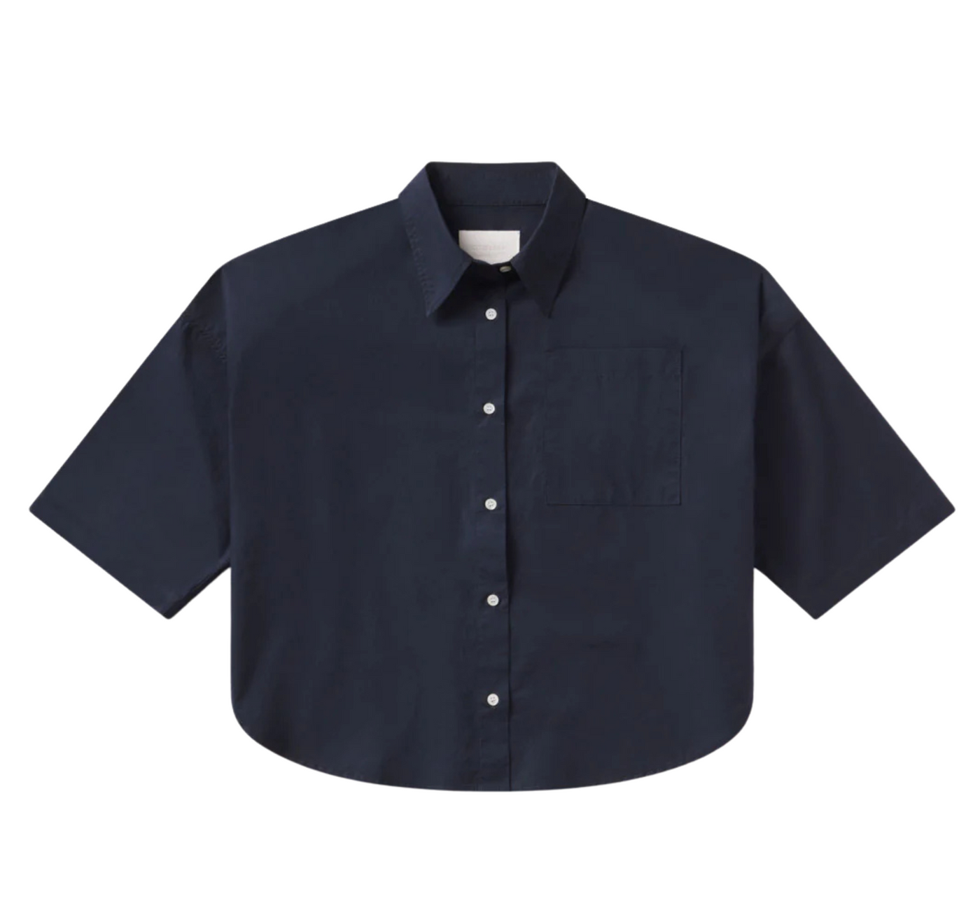 Frances Cropped Cape Button Up - Navy