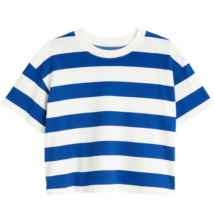 Cuff Tee - Cobalt Thick Stripe